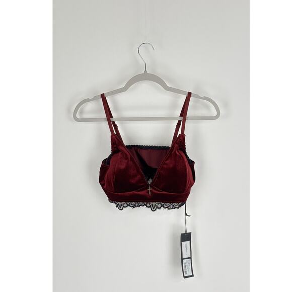Disturbia Fallen Velour Cross Charm Bralette Womens Size 6 New Oxblood Red - Picture 5 of 10